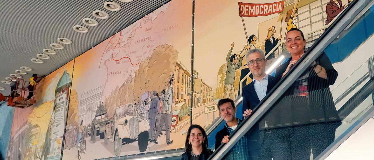 Pérez, Roca, España y Menguzzato han presentado el nuevo mural.