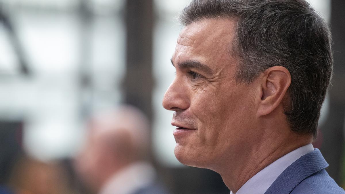 17 July 2023, Belgium, Brussels: Spain's Prime Minister Pedro Sanchez speaks to the press ahead of the EU - CELAC Summit. The EU-CELAC Summits bring together European, Latin American and Caribbean heads of state and government to strengthen relations betw