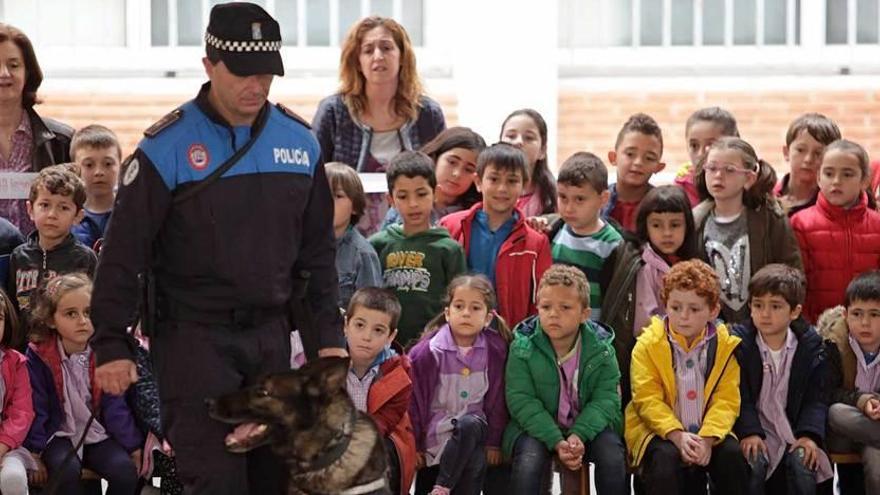 Exhibición de la Unidad Canina en el colegio Príncipe de Asturias
