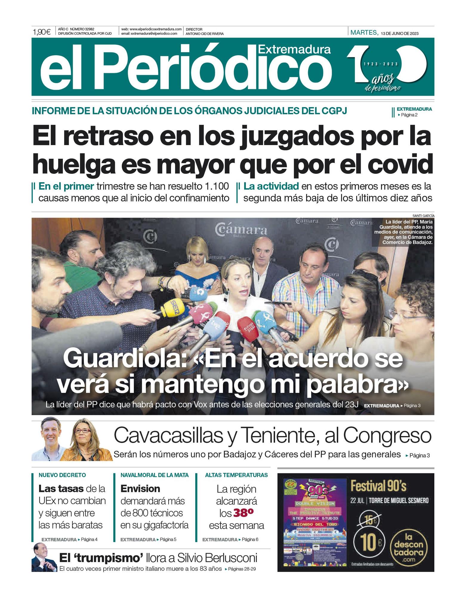 Consulta la portada correspondiente al día 10 de junio de 2023 - El  Periódico Extremadura