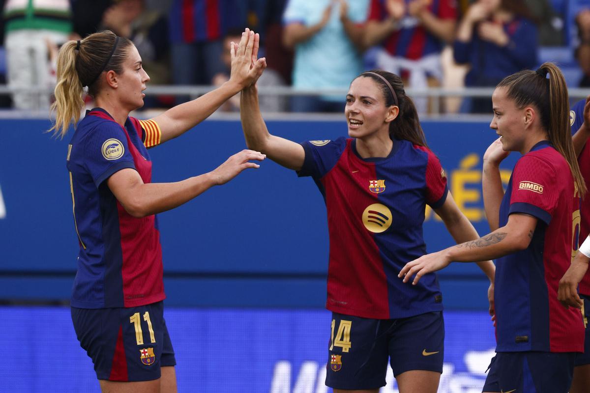 El Barça en un partido de la Liga F