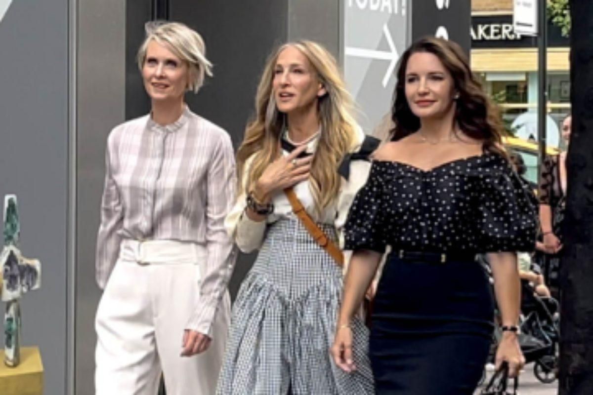 Cynthia Nixon, Sarah Jessica Parker y Kristin Davis en el rodaje de 'And just like that'