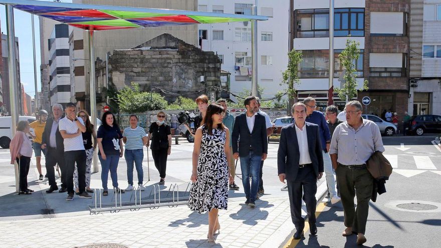 Caride, Caballero y Pardo, durante
la inauguración de la obra. | // MARTA G. BREA