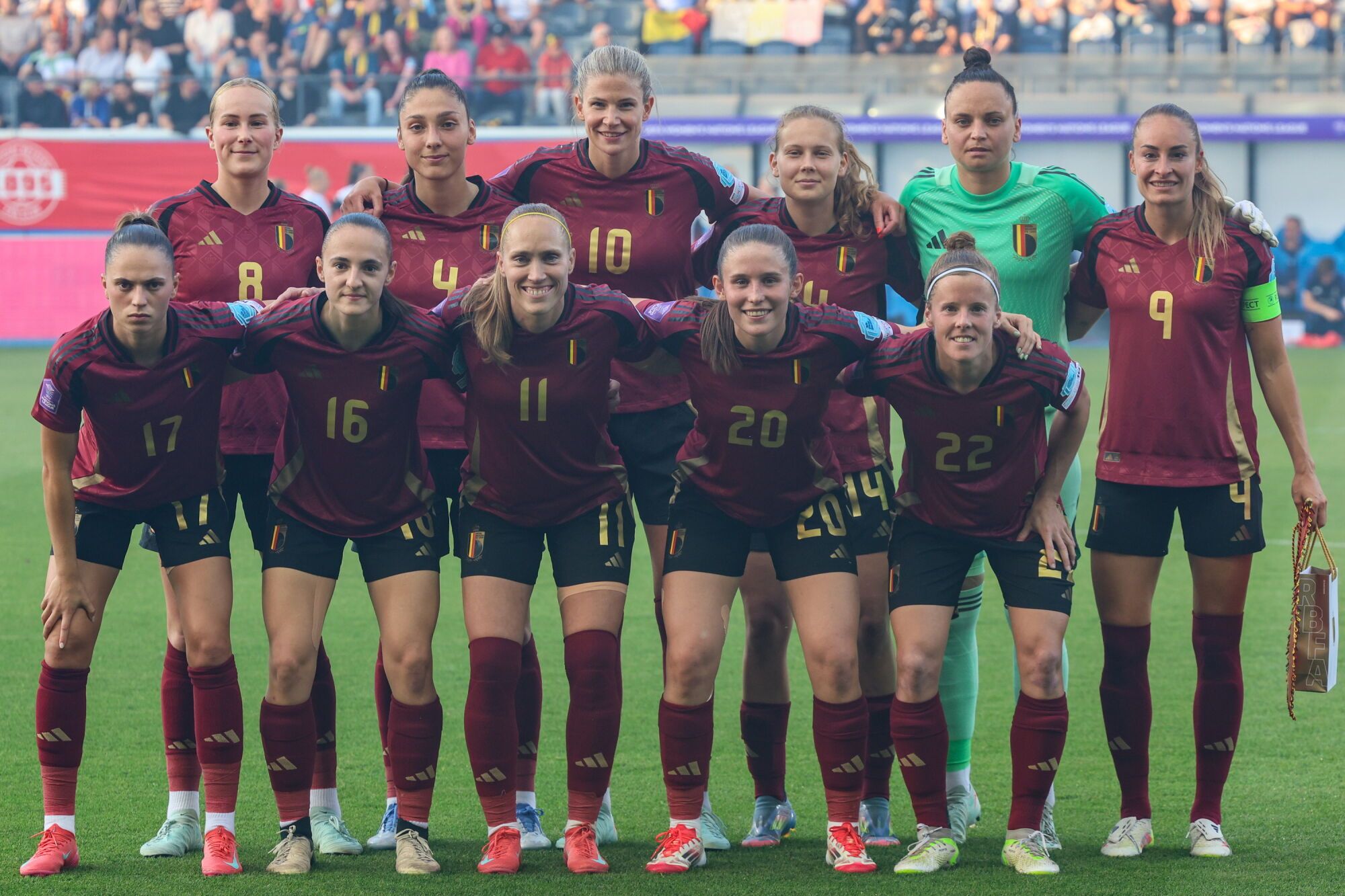 Leuven (Belgium), 30/05/2025.- Team Belgium before the UEFA Women's Nations League match between Belgium and Spain in Leuven, Belgium, 30 May 2025. (Bélgica, España) EFE/EPA/OLIVIER MATTHYS