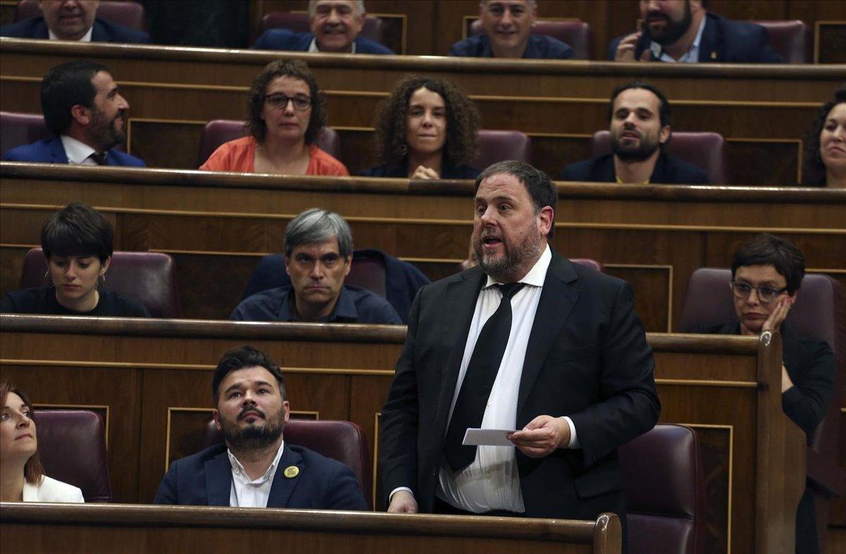 El líder de ERC, Oriol Junqueras, en el Congreso durante la constitución de las Cortes