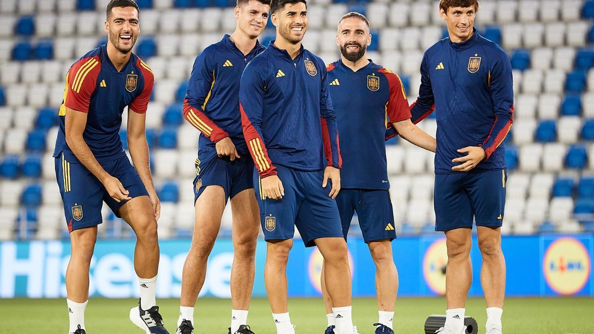 La selección española entrena antes del encuentro ante Georgia
