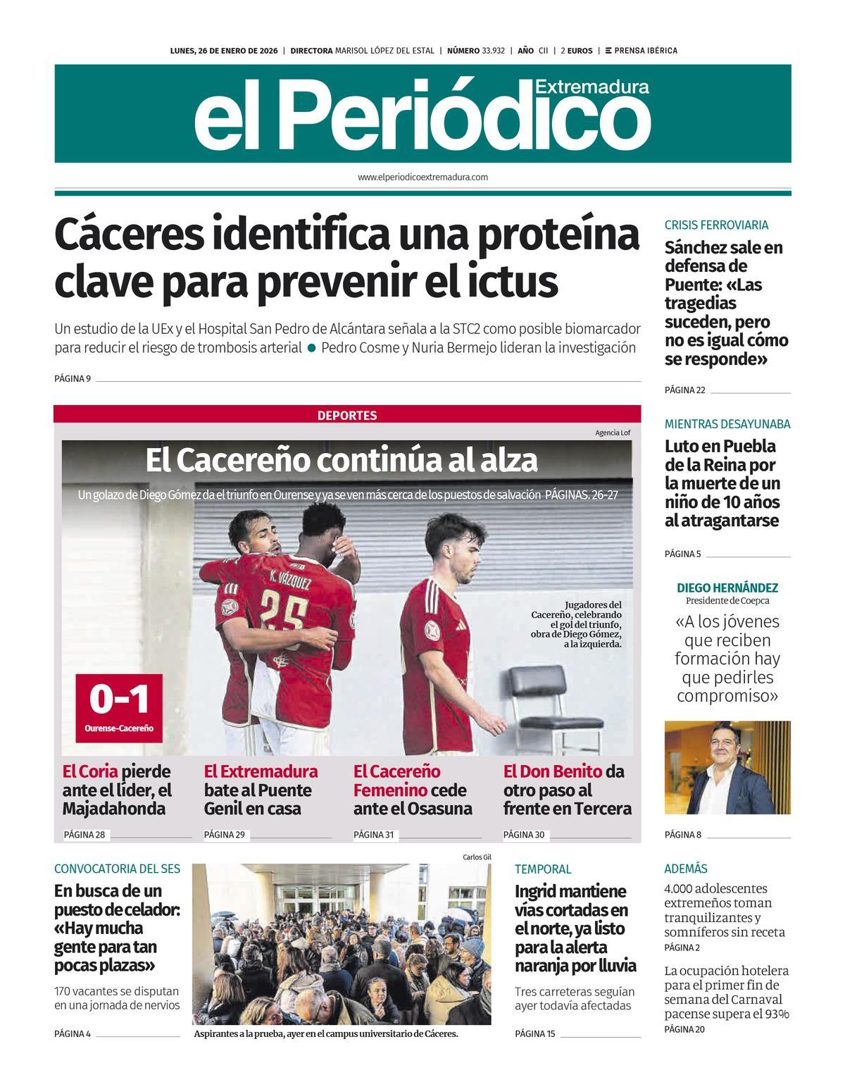 Consulta la portada correspondiente al día 26 de enero de 2026