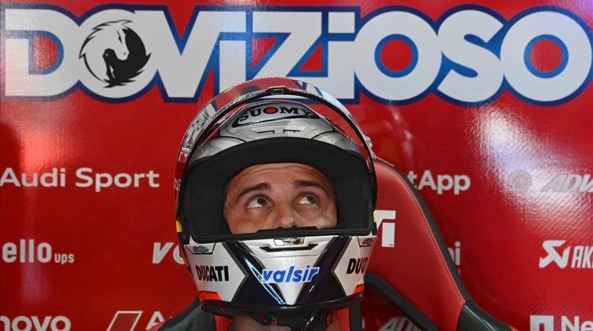 El italiano Andrea Dovizioso, ayer, en su boxe de Misano.