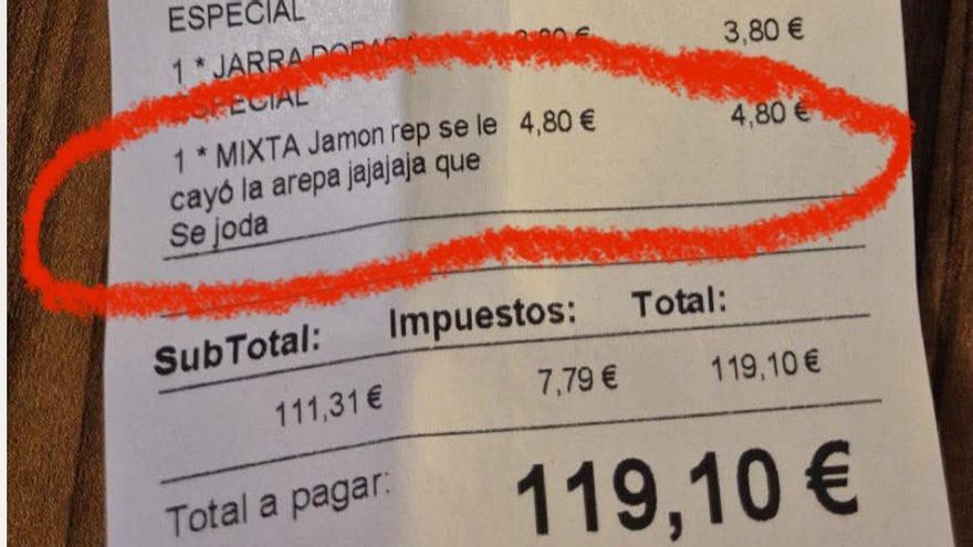 Ticket de la cuenta