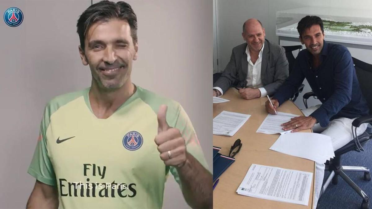 Buffon poso con su nueva camiseta