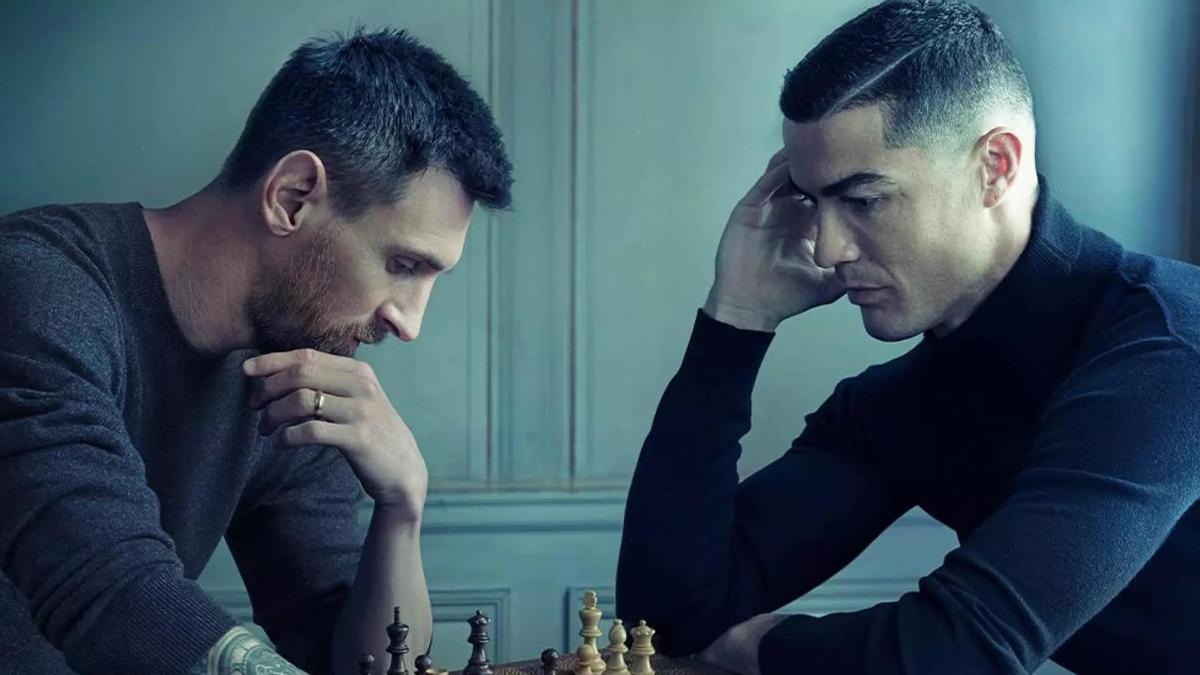 Imagen del anuncio de Louis Vuitton con Messi y Ronaldo