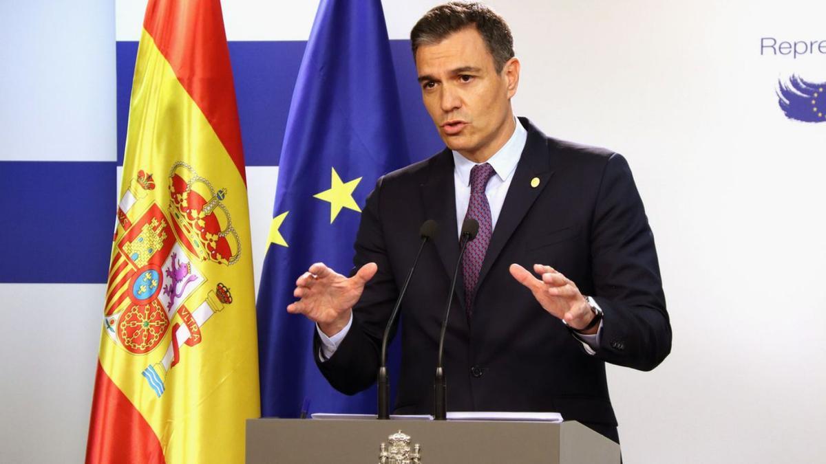 Pedro Sánchez, durant la roda de premsa posterior a la reunió del Consell, celebrada a Brussel·les | ALBERTCADANET/ACN