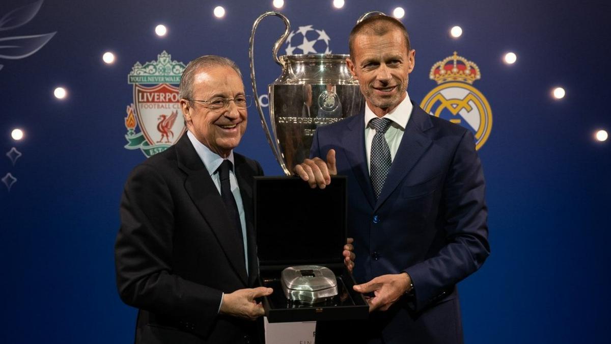 Florentino Pérez y Aleksander Ceferin, antes de la cena previa a la final de la Champions