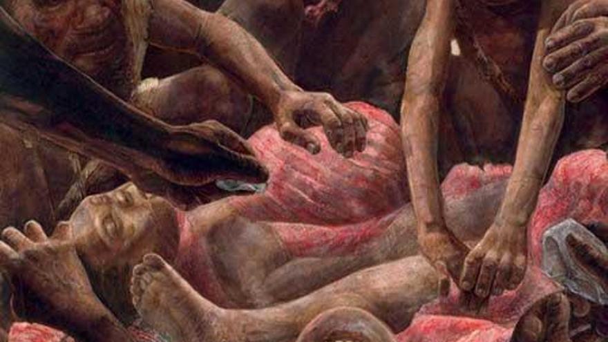 Recreación de las costumbres caníbales de Atapuerca.