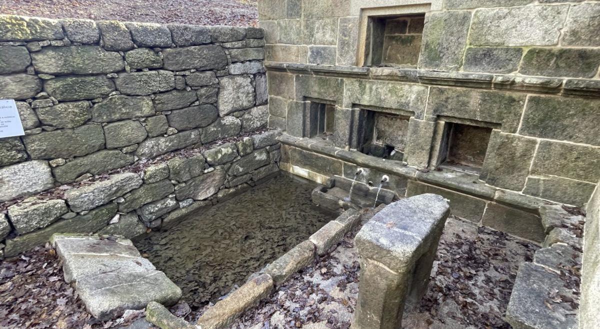 Detalle da fonte e das fresqueiras da Casa da Inquisición de Corzáns. Salvaterra de Miño. Alberte Reboreda