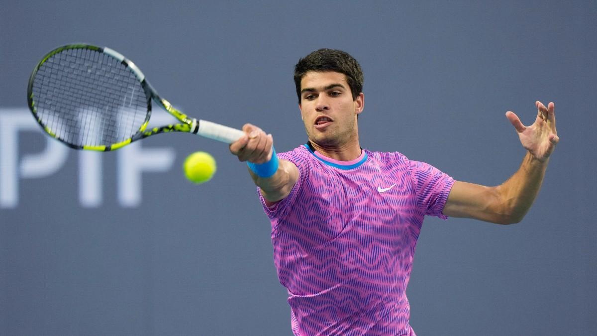 Alcaraz, durante un partido en Miami