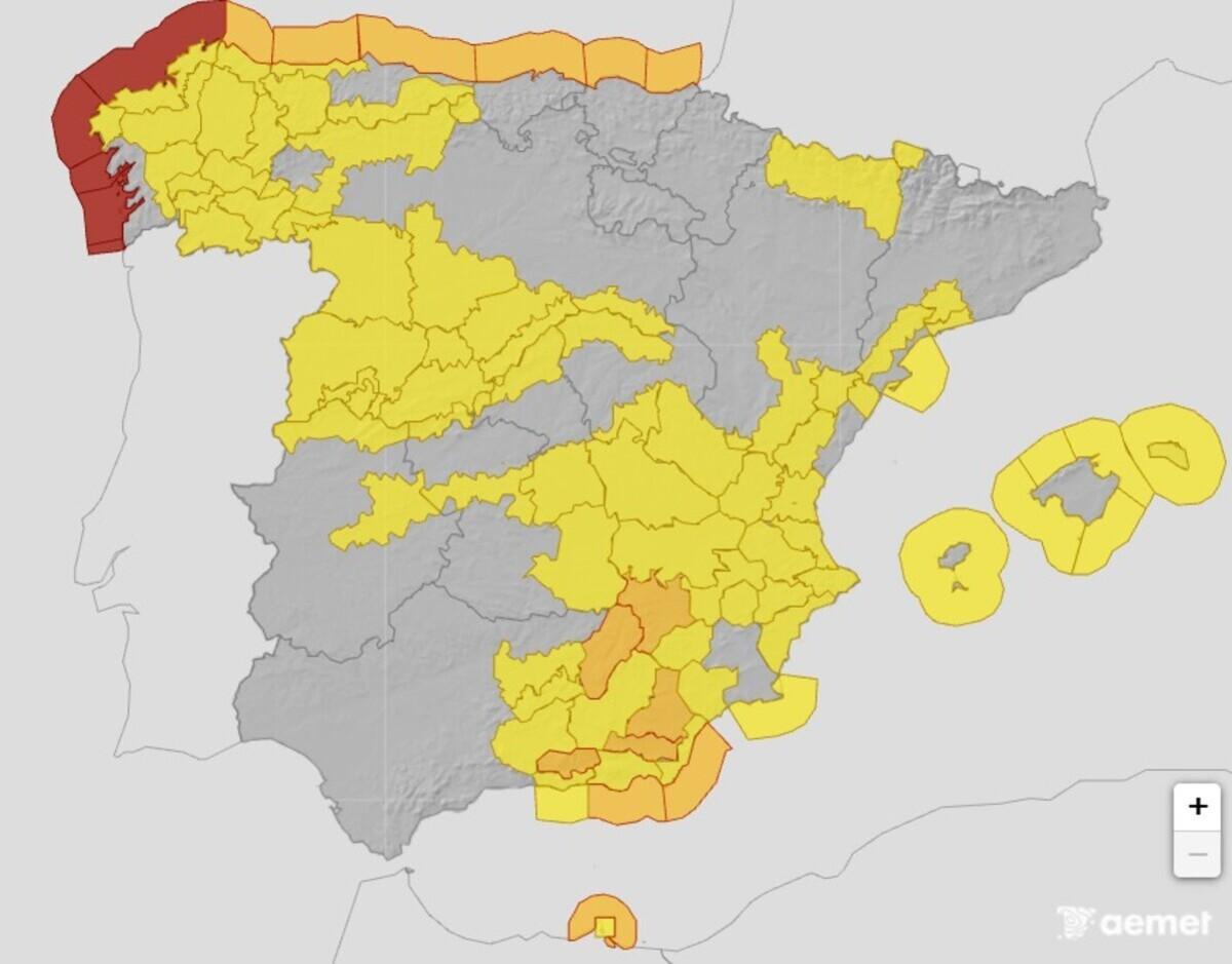 Avisos de la Aemet para el viernes 30 de enero en España.
