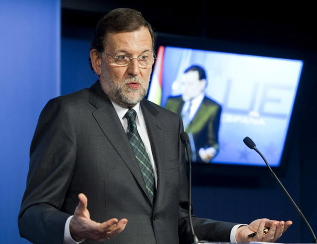 Mariano Rajoy, divendres a Brussel·les, durant una roda de premsa posterior a la cimera de la UE. Mariano Rajoy, divendres a Brussel·les, durant una roda de premsa posterior a la cimera de la UE.