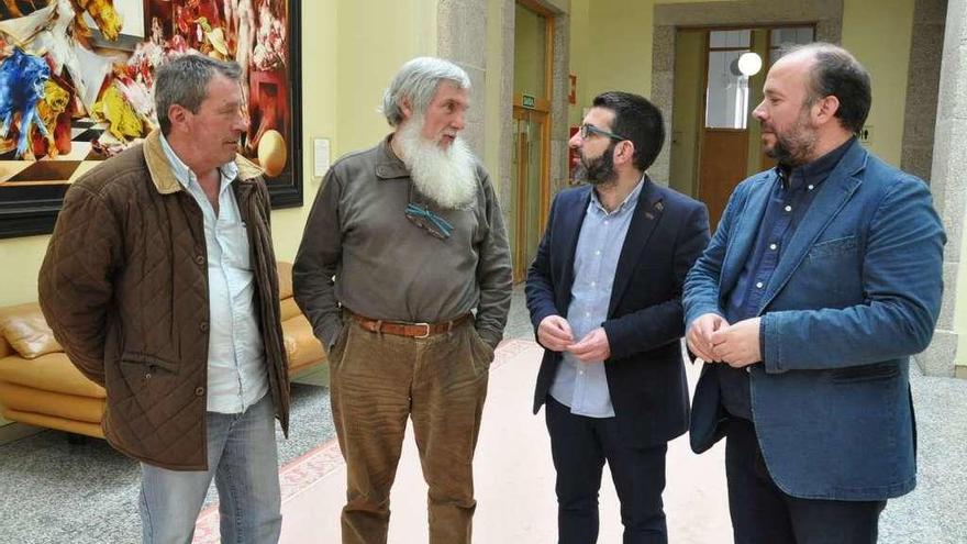 López, Rivas, Vilariño y Blanco, en su encuentro en el Parlamento de Galicia.