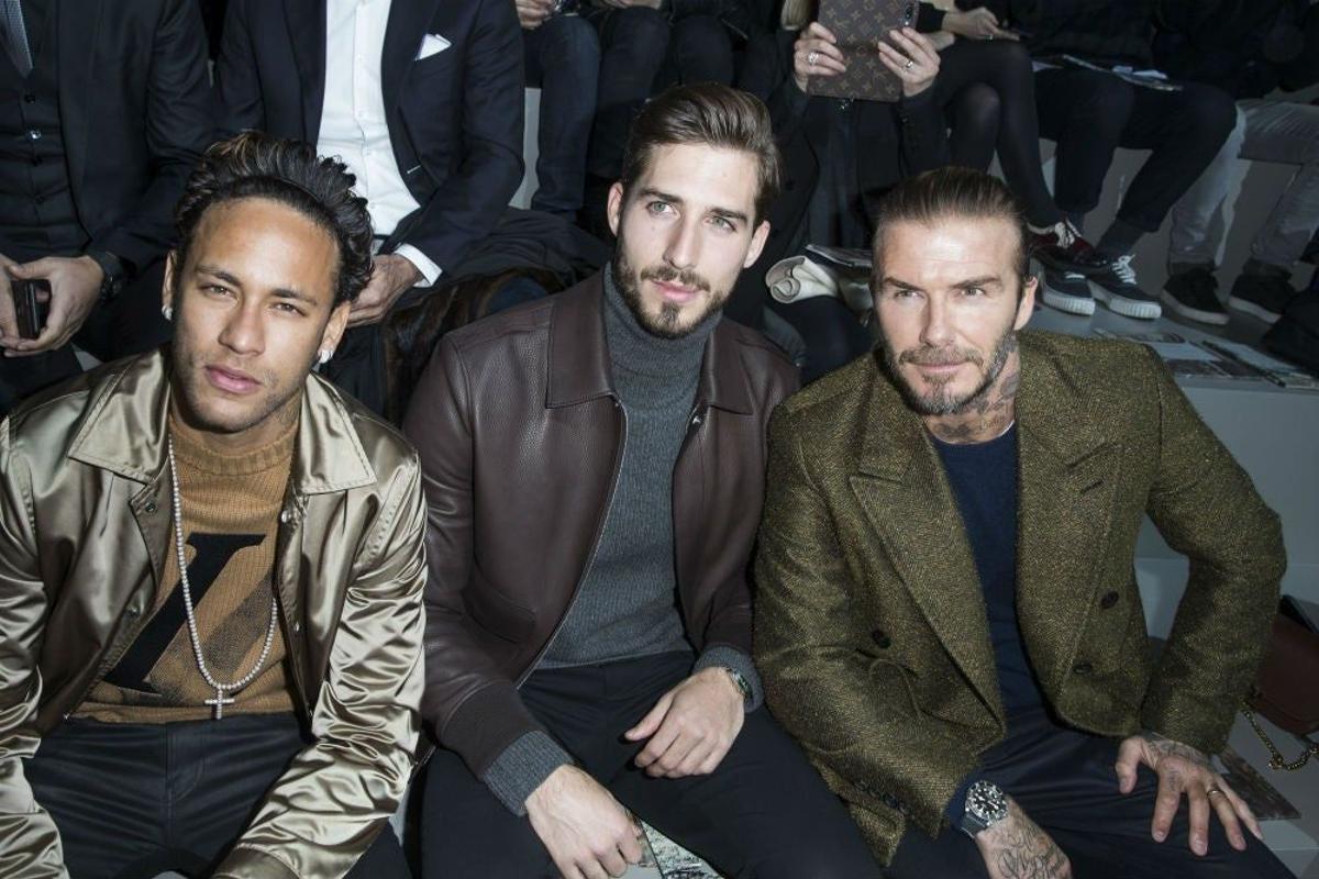 Neymar, Kevin Trapp y David Beckham en la Semana de la Moda de París
