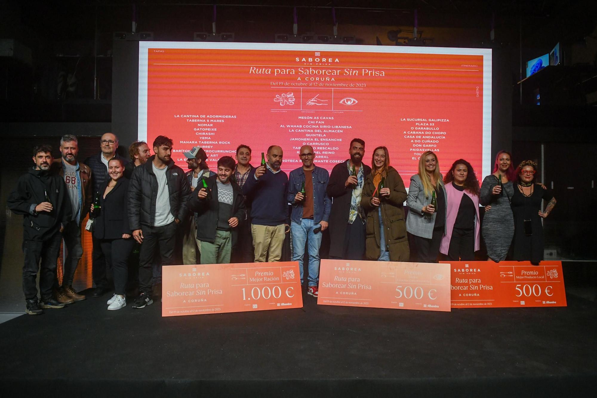 Entrega de premios de la 'Ruta para Saborear Sin Prisa A Coruña' de Cervezas Alhambra