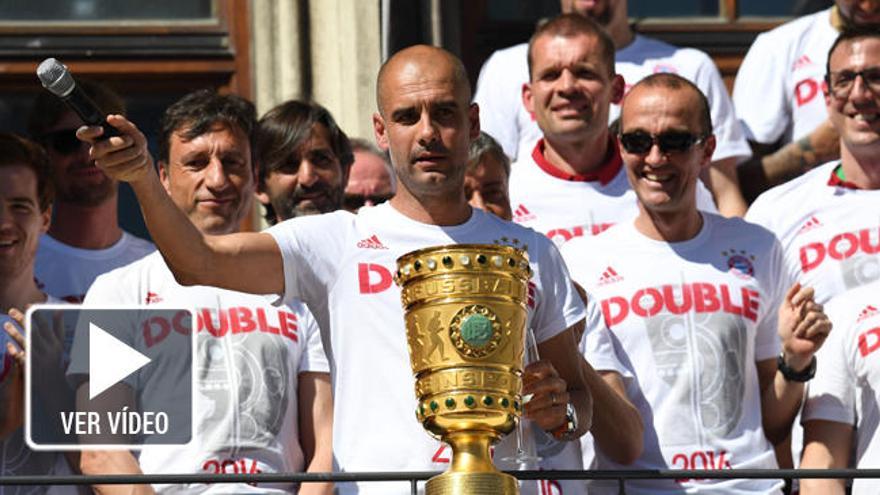 Guardiola durante su despedida en Múnich.