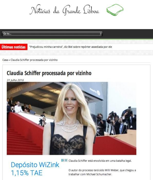 Conflicto de Claudia Schiffer en periódicos digitales internacionales
