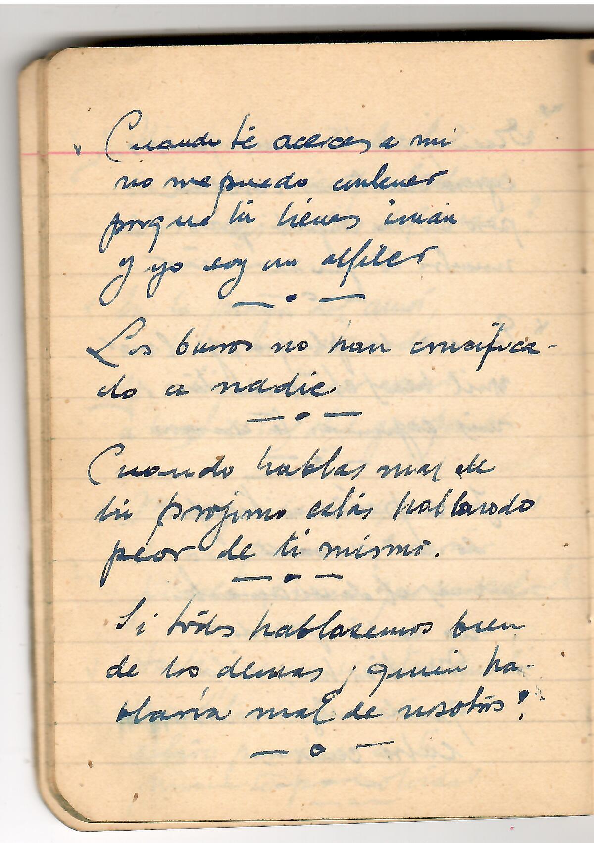 Una página del manuscrito con aforismos de Joaquín Machado