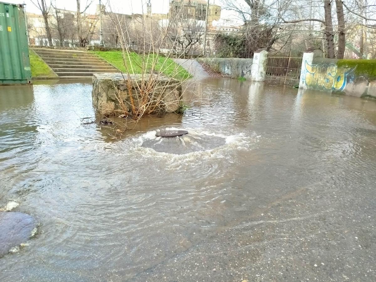 Plasencia se libra del azote de la borrasca Kristin, que apenas provoca balsas de agua (imagen: el Cachón).