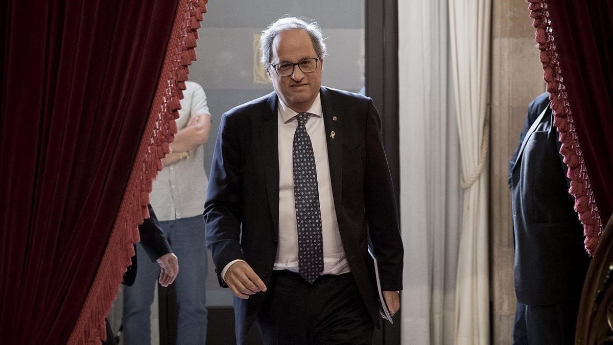 El President Quim Torra  durante el debate de política general en el Parlament