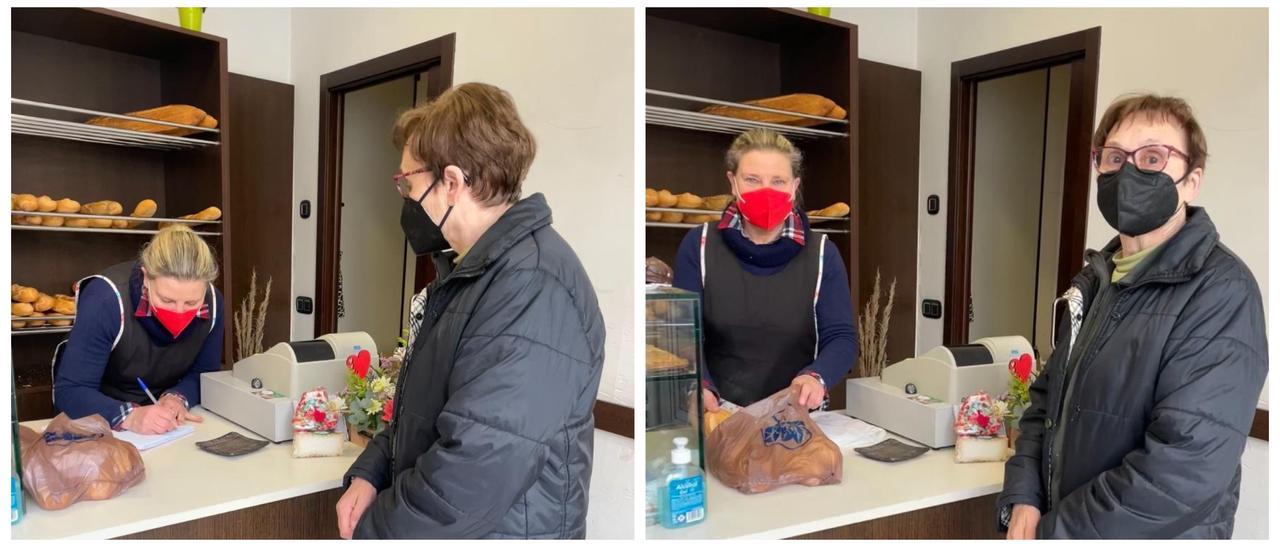 La dueña de una panadería de Eslida fía una compra a una mujer.