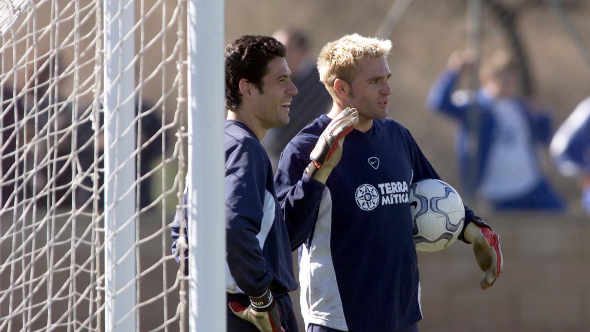 Palop y Cañizares durante un entrenamiento