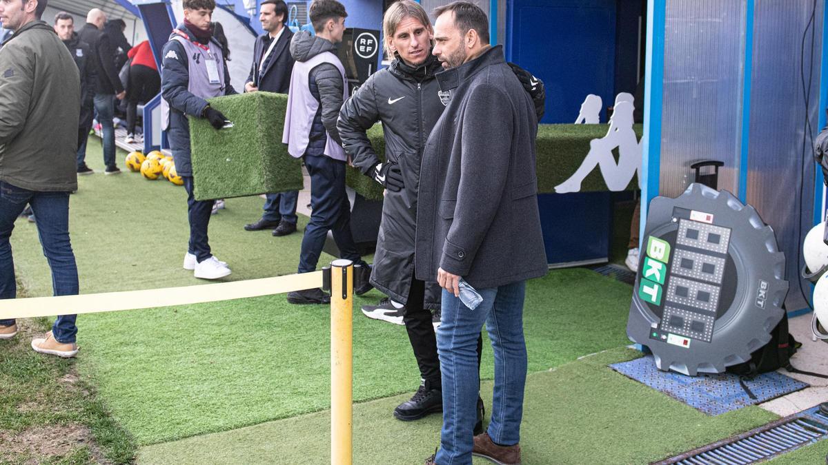 Fran Fernández y Beccacece, antes del partido de este domingo en Alcorcón