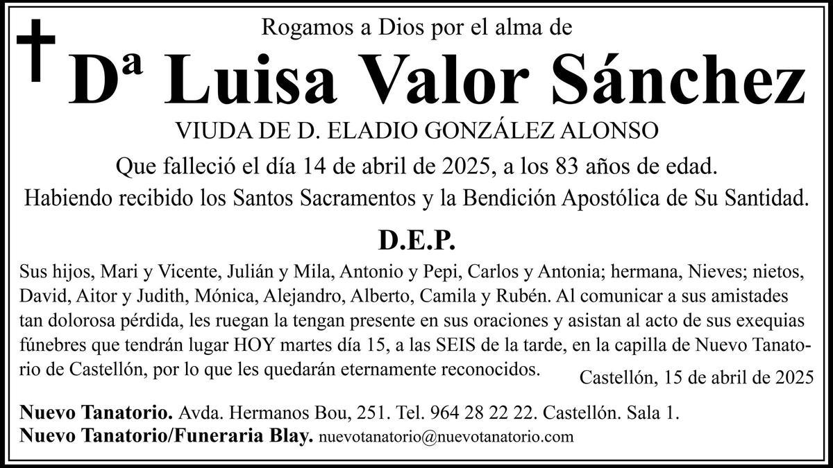 Dª Luisa Valor Sánchez