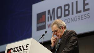 César Alierta, presidente de Telefónica, durante su intervención en el Mobile World Congress.