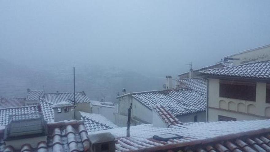 La nieve en Morella, hoy. Foto: Casa Roque