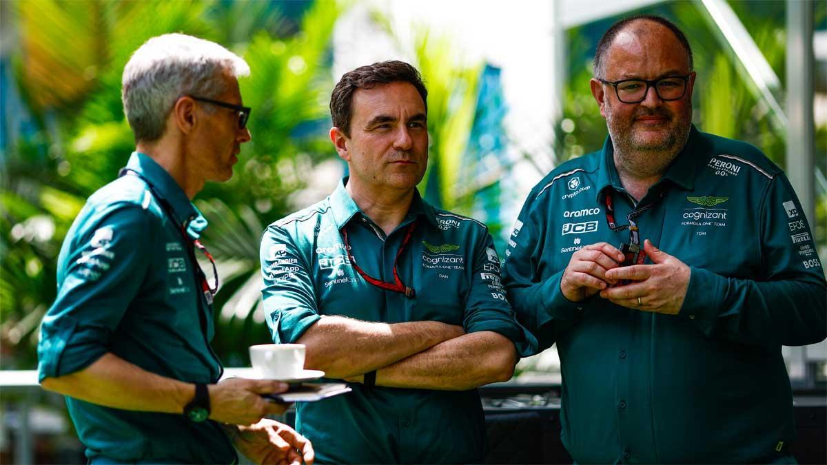 Los responsables técnicos de Aston Martin, Mike Krack, Dan Fallows y Tom McCullough