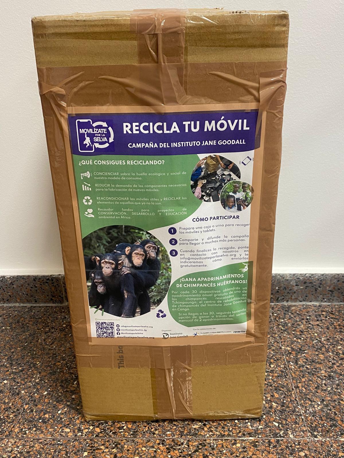 Contenedor para reciclar móviles en la UA
