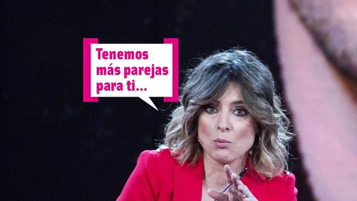 Sandra Barneda con traje rojo y bocadillo: &quot;Tenemos más parejas para ti...&quot;