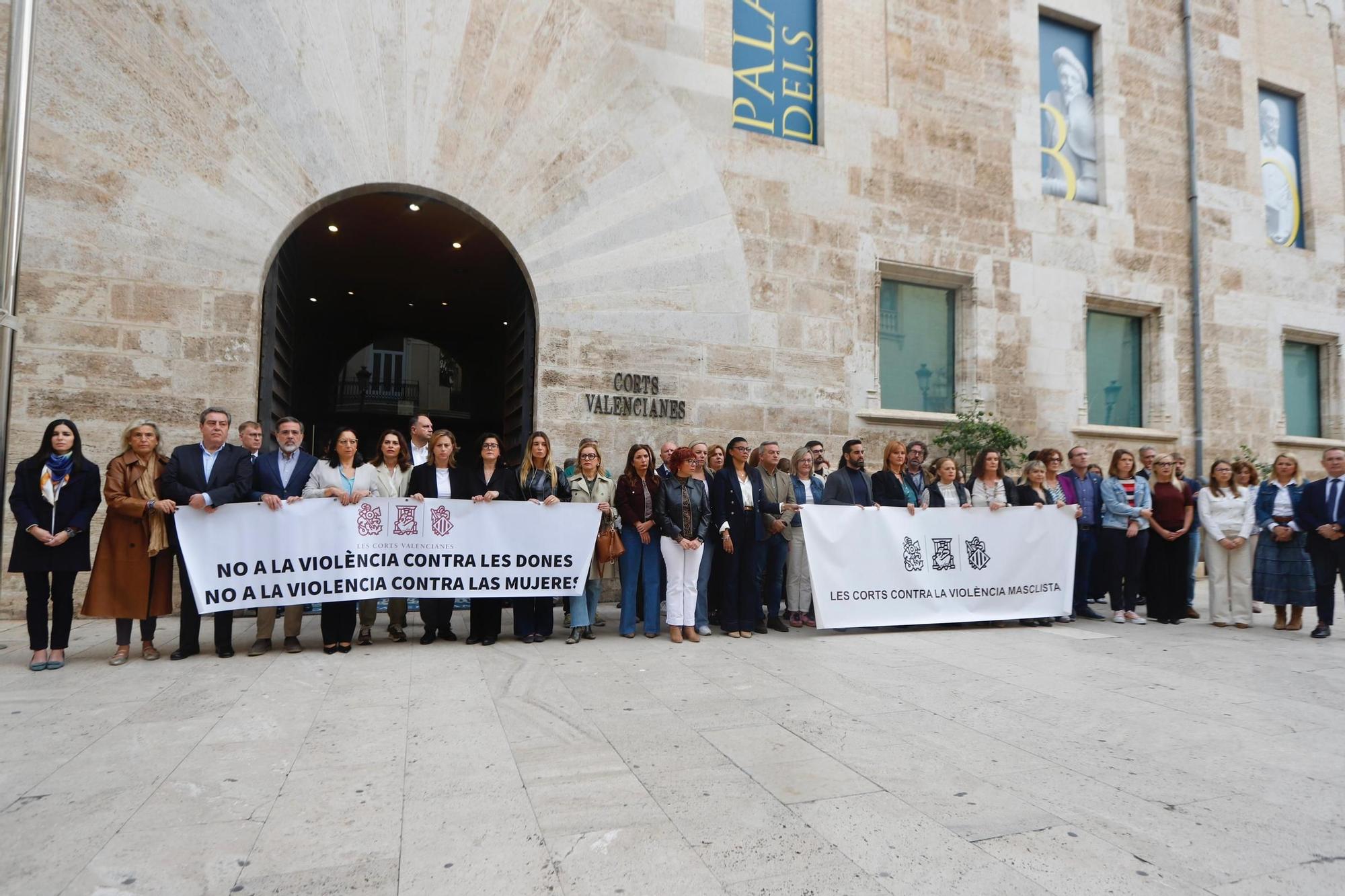 Minuto de silencio en les Corts Valencianes por la última mujer asesinada por violencia machista en Alicante