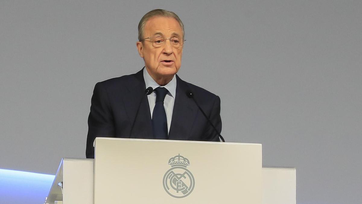 Florentino Pérez, durante la Asamblea de socios del Real Madrid.