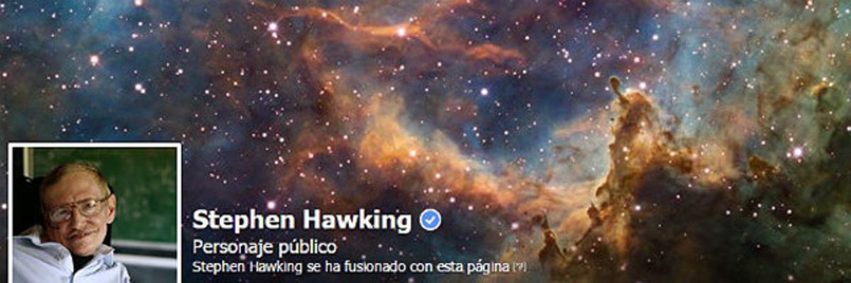 Detall de la pàgina de {Facebook} de Stephen Hawking.