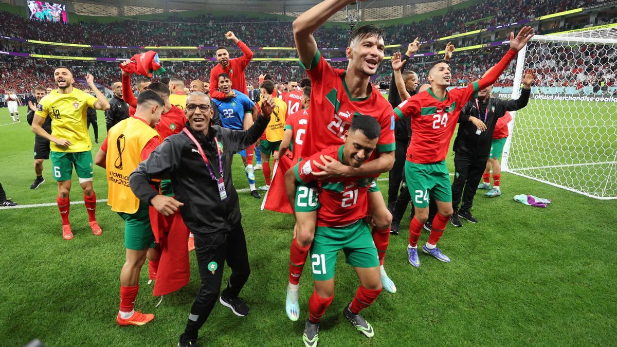 Marruecos celebra la clasificación para semifinales.