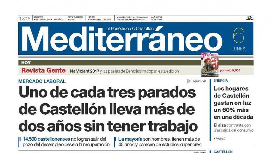 Hoy en Mediterráneo: Uno de cada tres parados de Castellón lleva más de dos años sin encontrar trabajo.