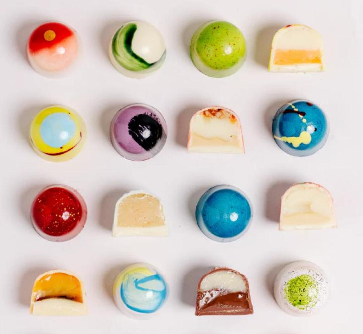 Algunos de los bombones del calendario de Peldaynos