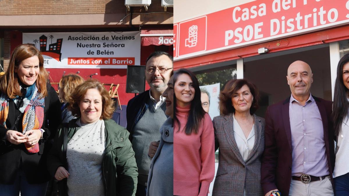 A la izquierda, Carmen Campos. A la derecha, Carmen González, Carmen Calvo y Antonio Hurtado.