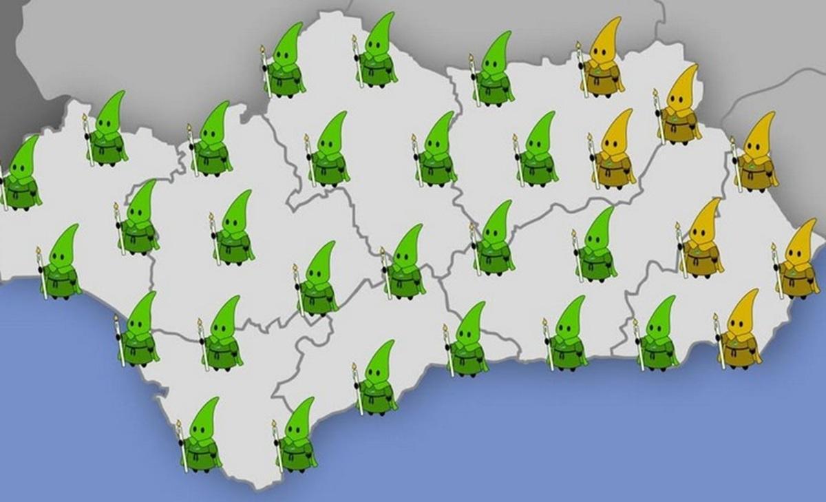 Mapa de Andalmet con la previsión para el Domingo de Ramos