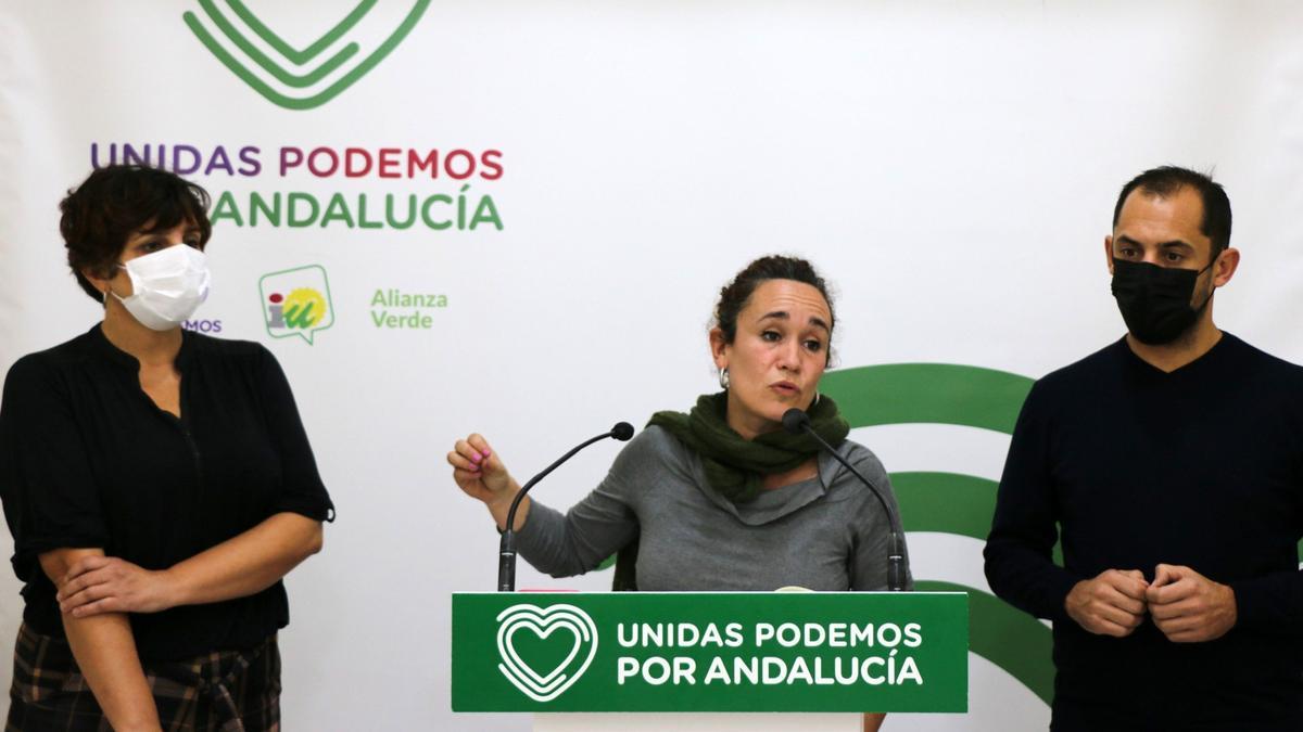 Ana Naranjo, en la sede de Unidas Podemos, este viernes.