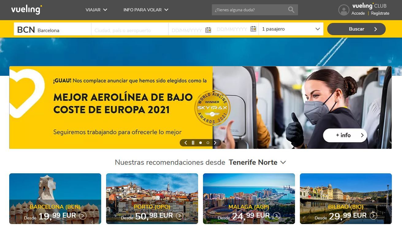 VuelinOferta de Vueling desde Tenerife Norte.