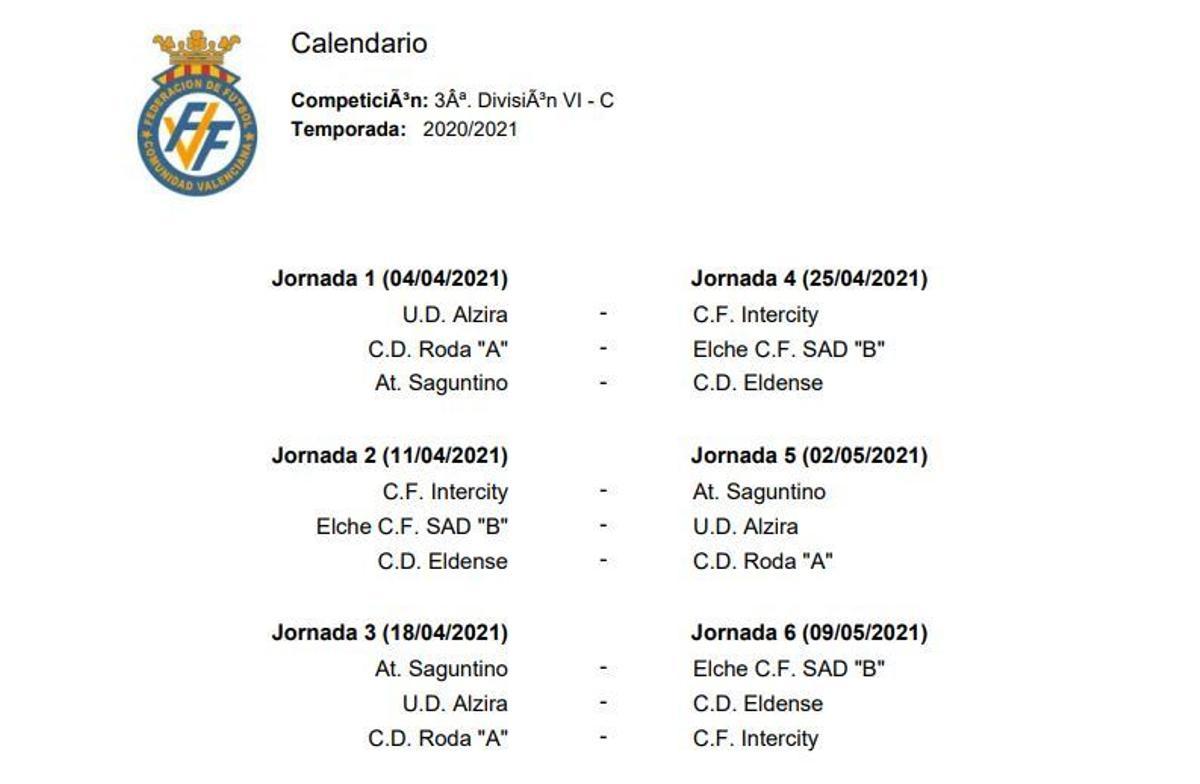 Todos los calendarios de los equipos de la Comunitat Valenciana en Segunda B y Tercera